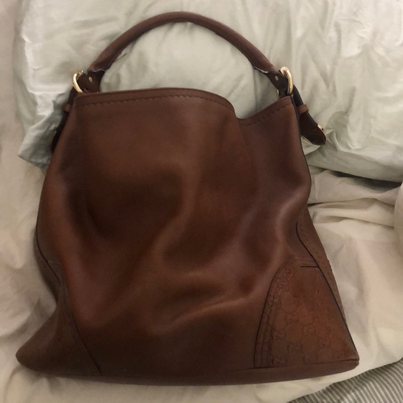 Gucci leather guccissima shoulder tote in tan - Picture 5 of 8